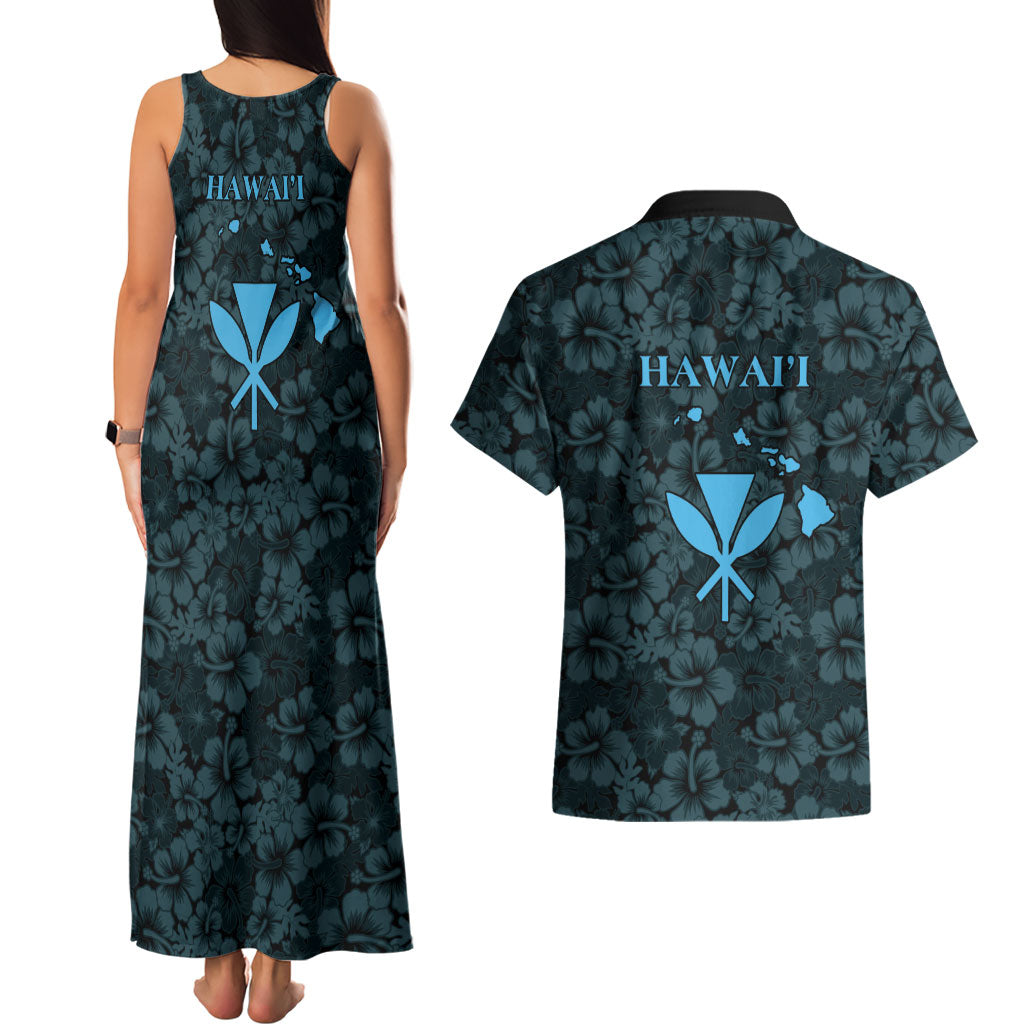 Hawaii Lei Kamehameha Couples Matching Tank Maxi Dress and Hawaiian Shirt Uliuli Seamless Pattern Hibiscus Flower