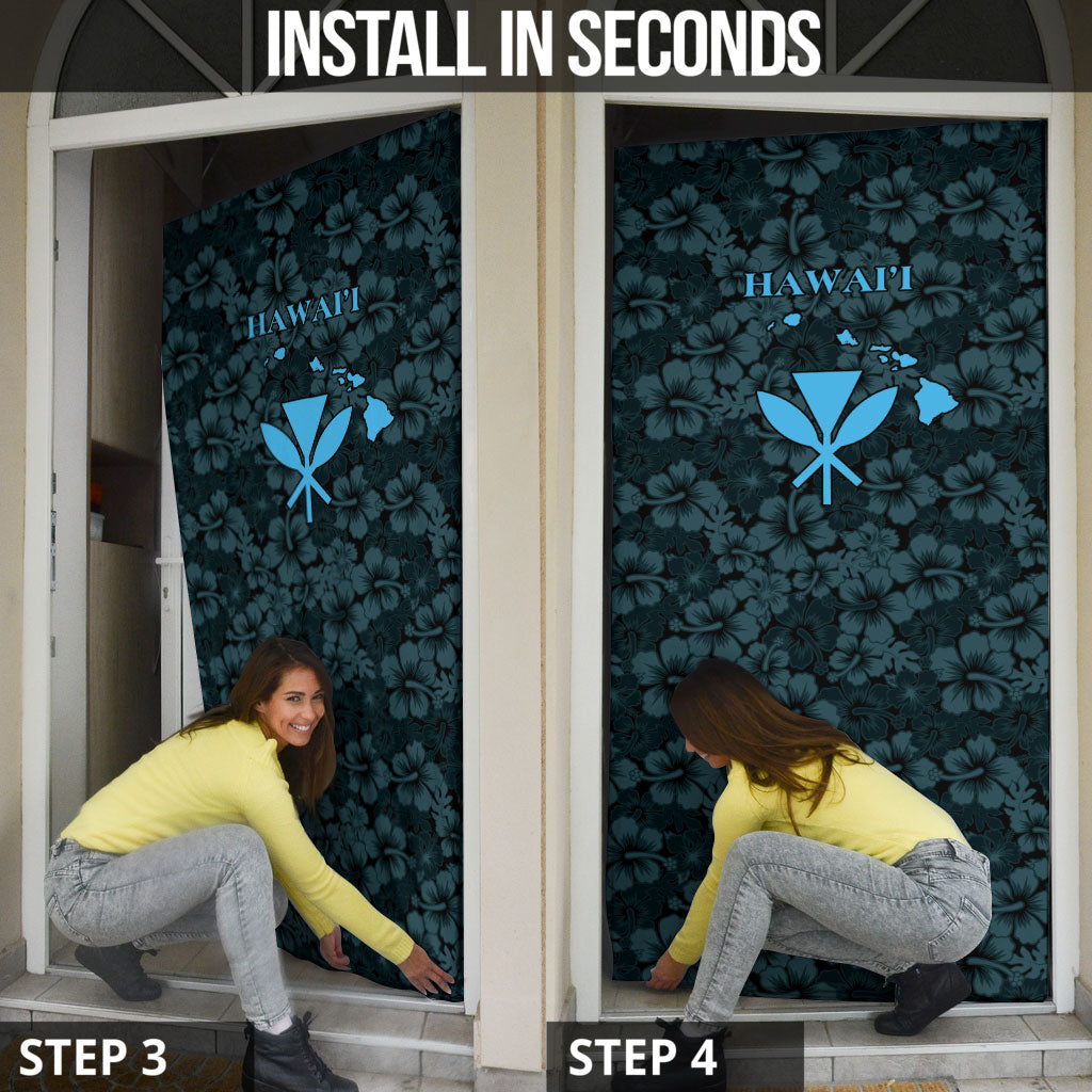 Hawaii Lei Kamehameha Door Cover Uliuli Seamless Pattern Hibiscus Flower