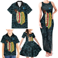 Hawaii Lei Kamehameha Family Matching Tank Maxi Dress and Hawaiian Shirt Uliuli Seamless Pattern Hibiscus Flower