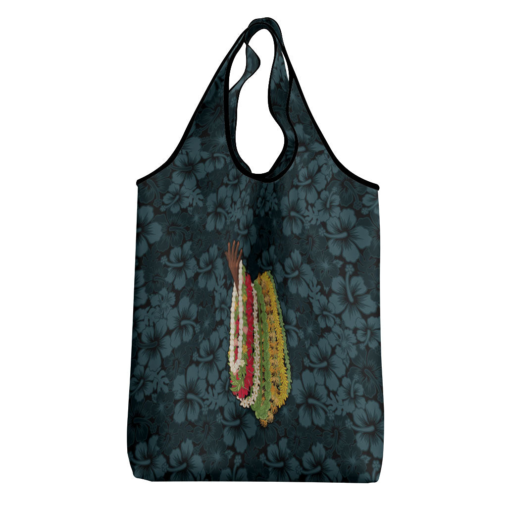 Hawaii Lei Kamehameha Grocery Bag Uliuli Seamless Pattern Hibiscus Flower