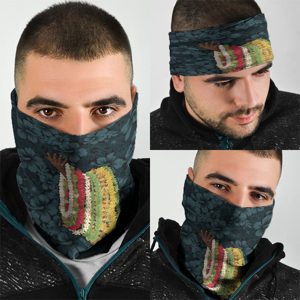 Hawaii Lei Kamehameha Neck Gaiter Uliuli Seamless Pattern Hibiscus Flower