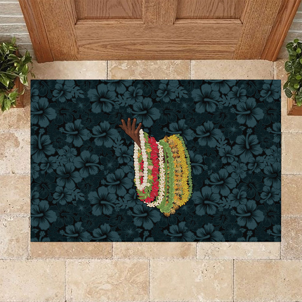 Hawaii Lei Kamehameha Rubber Doormat Uliuli Seamless Pattern Hibiscus Flower