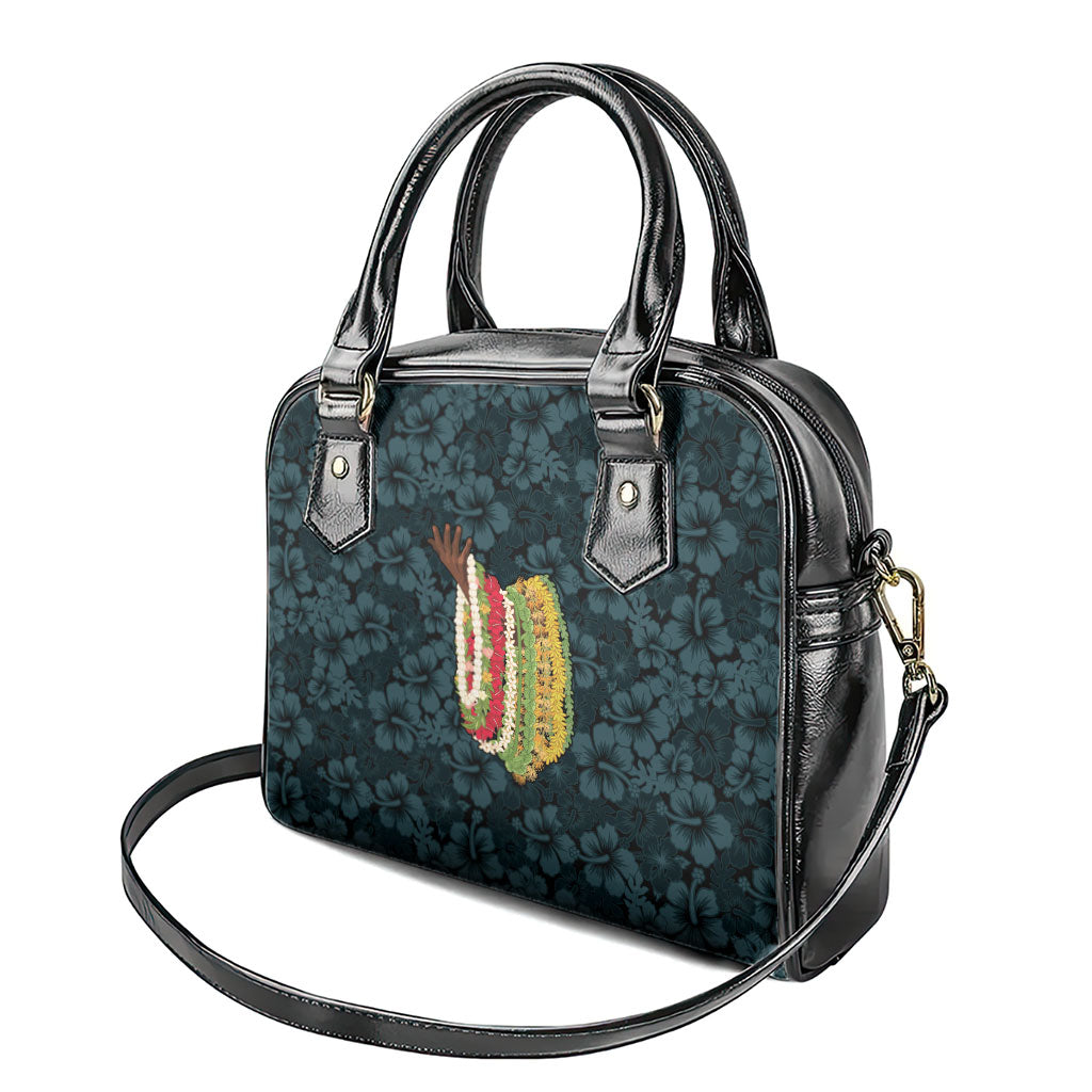 Hawaii Lei Kamehameha Shoulder Handbag Uliuli Seamless Pattern Hibiscus Flower