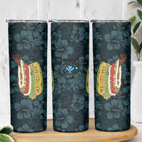 Hawaii Lei Kamehameha Skinny Tumbler Uliuli Seamless Pattern Hibiscus Flower