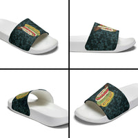 Hawaii Lei Kamehameha Slide Sandals Uliuli Seamless Pattern Hibiscus Flower