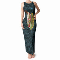 Hawaii Lei Kamehameha Tank Maxi Dress Uliuli Seamless Pattern Hibiscus Flower LT9 Women Blue - Polynesian Pride