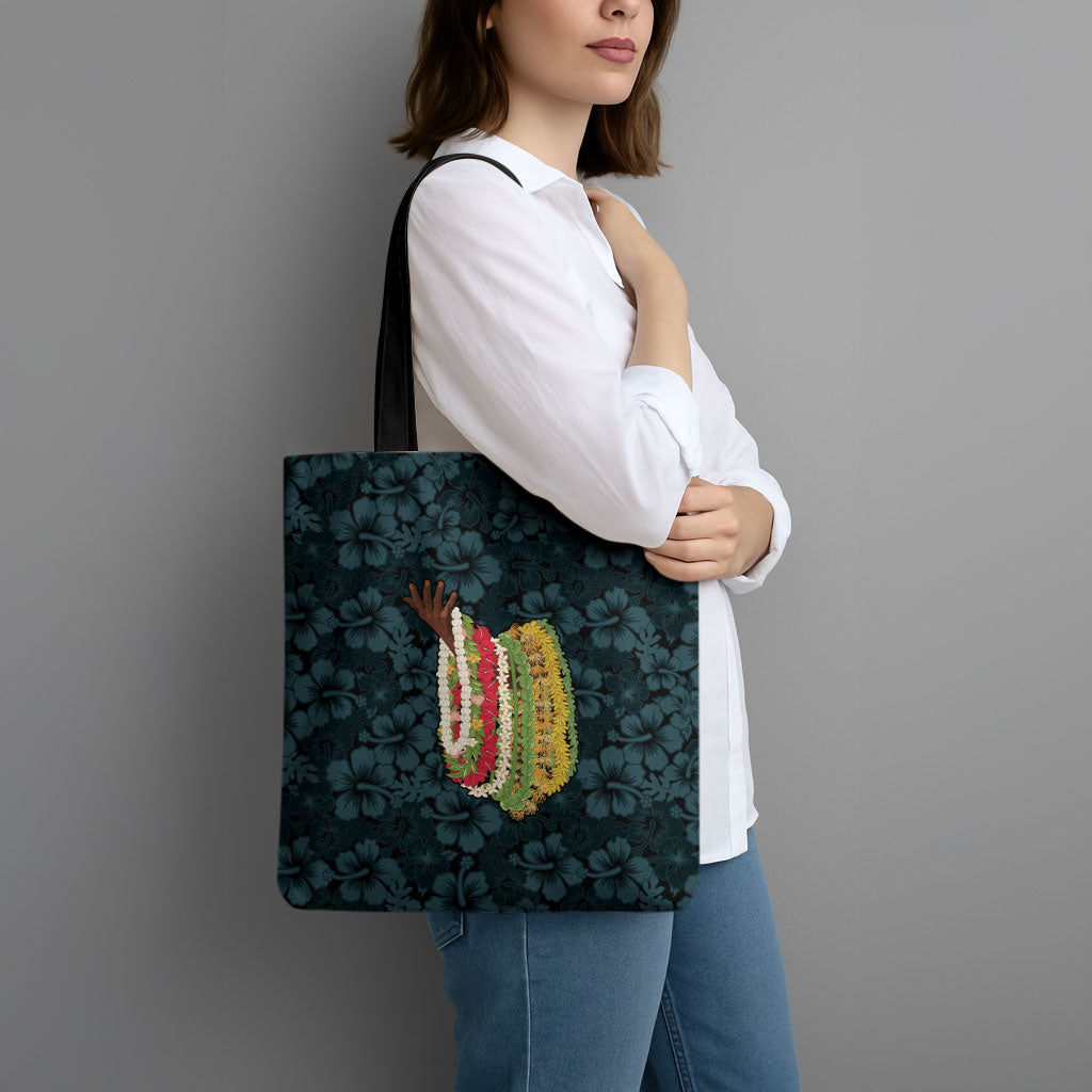 Hawaii Lei Kamehameha Tote Bag Uliuli Seamless Pattern Hibiscus Flower