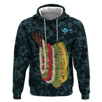 Hawaii Lei Kamehameha Zip Hoodie Uliuli Seamless Pattern Hibiscus Flower