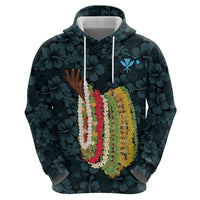 Hawaii Lei Kamehameha Zip Hoodie Uliuli Seamless Pattern Hibiscus Flower