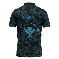 Hawaii Lei Kamehameha Zipper Polo Shirt Uliuli Seamless Pattern Hibiscus Flower LT9 - Polynesian Pride