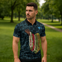 Hawaii Lei Kamehameha Zipper Polo Shirt Uliuli Seamless Pattern Hibiscus Flower LT9 - Polynesian Pride
