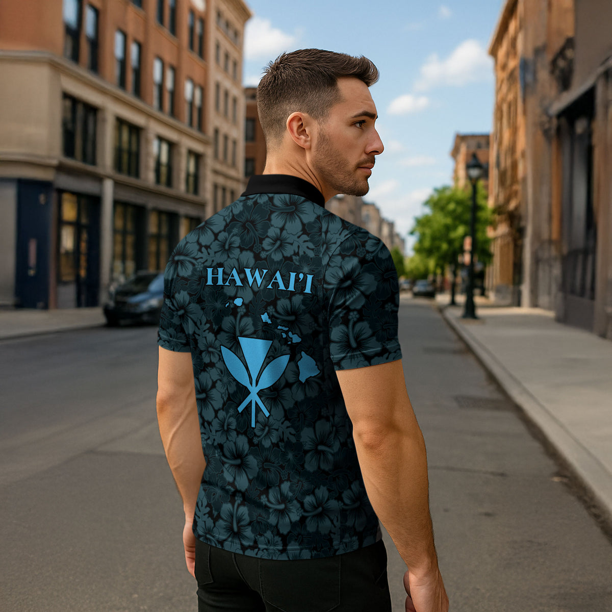Hawaii Lei Kamehameha Zipper Polo Shirt Uliuli Seamless Pattern Hibiscus Flower LT9 - Polynesian Pride