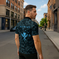 Hawaii Lei Kamehameha Zipper Polo Shirt Uliuli Seamless Pattern Hibiscus Flower LT9 - Polynesian Pride