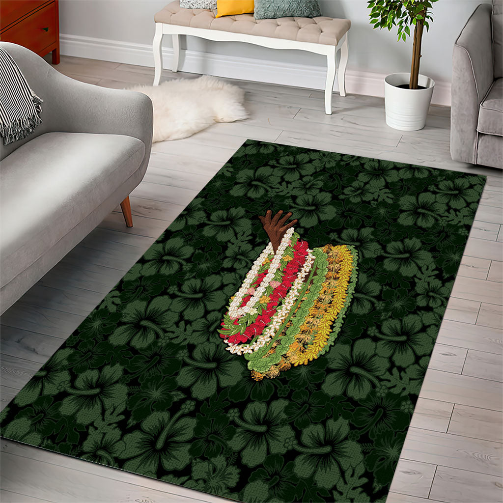 Hawaii Lei Kamehameha Area Rug Oma'oma'o Seamless Pattern Hibiscus Flower