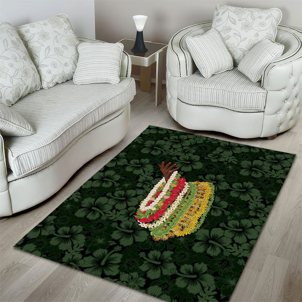 Hawaii Lei Kamehameha Area Rug Oma'oma'o Seamless Pattern Hibiscus Flower