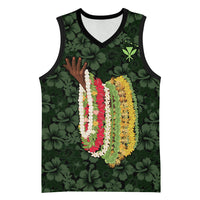 Hawaii Lei Kamehameha Basketball Jersey Oma'oma'o Seamless Pattern Hibiscus Flower