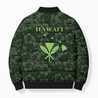 Hawaii Lei Kamehameha Bomber Puffer Jacket Oma'oma'o Seamless Pattern Hibiscus Flower