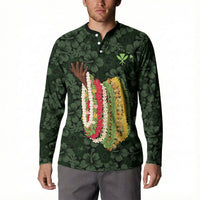 Hawaii Lei Kamehameha Button Sweatshirt Oma'oma'o Seamless Pattern Hibiscus Flower