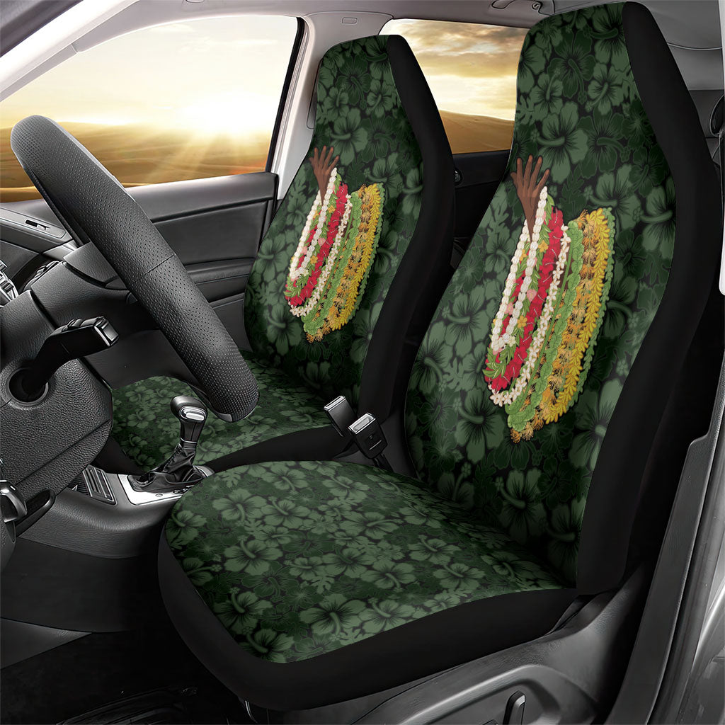 Hawaii Lei Kamehameha Car Seat Cover Oma'oma'o Seamless Pattern Hibiscus Flower