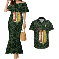 Hawaii Lei Kamehameha Couples Matching Mermaid Dress and Hawaiian Shirt Oma'oma'o Seamless Pattern Hibiscus Flower