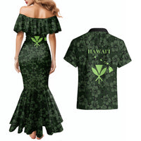 Hawaii Lei Kamehameha Couples Matching Mermaid Dress and Hawaiian Shirt Oma'oma'o Seamless Pattern Hibiscus Flower