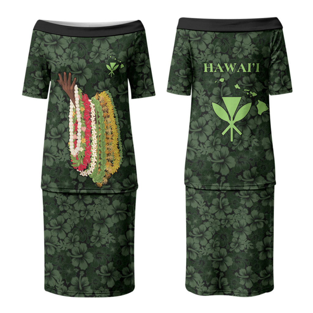 Hawaii Lei Kamehameha Couples Matching Puletasi and Long Sleeve Button Shirt Oma'oma'o Seamless Pattern Hibiscus Flower LT9 - Polynesian Pride
