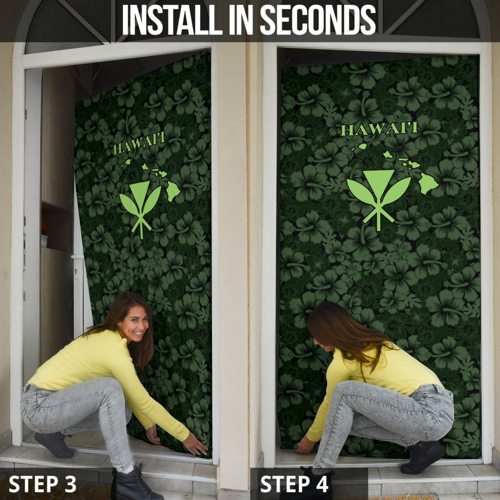 Hawaii Lei Kamehameha Door Cover Oma'oma'o Seamless Pattern Hibiscus Flower