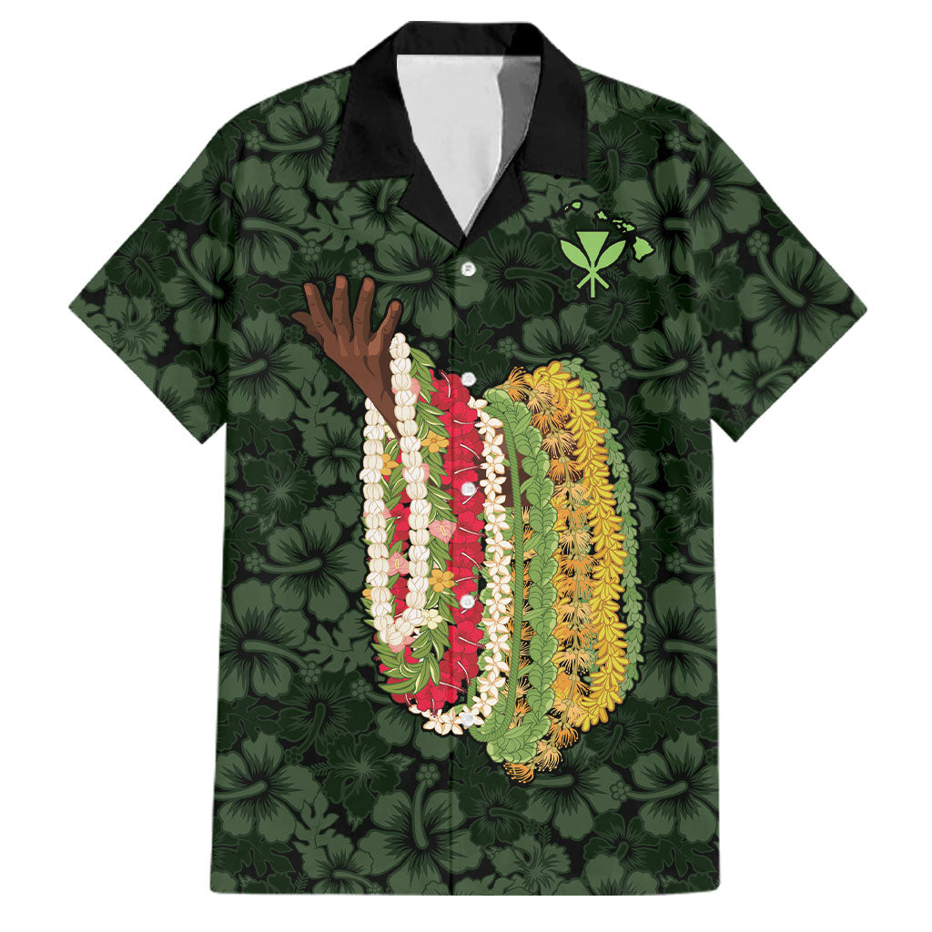 Hawaii Lei Kamehameha Family Matching Mermaid Dress and Hawaiian Shirt Oma'oma'o Seamless Pattern Hibiscus Flower
