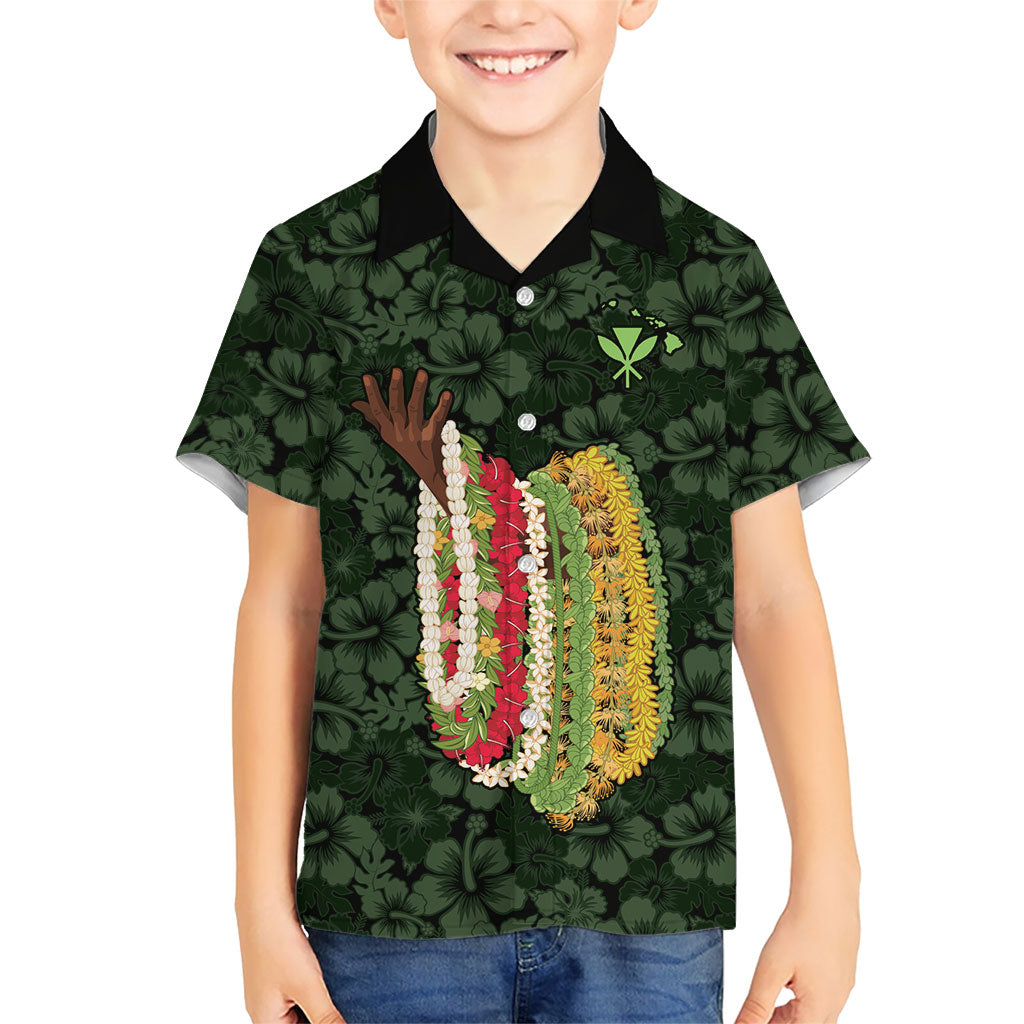 Hawaii Lei Kamehameha Kid Hawaiian Shirt Oma'oma'o Seamless Pattern Hibiscus Flower