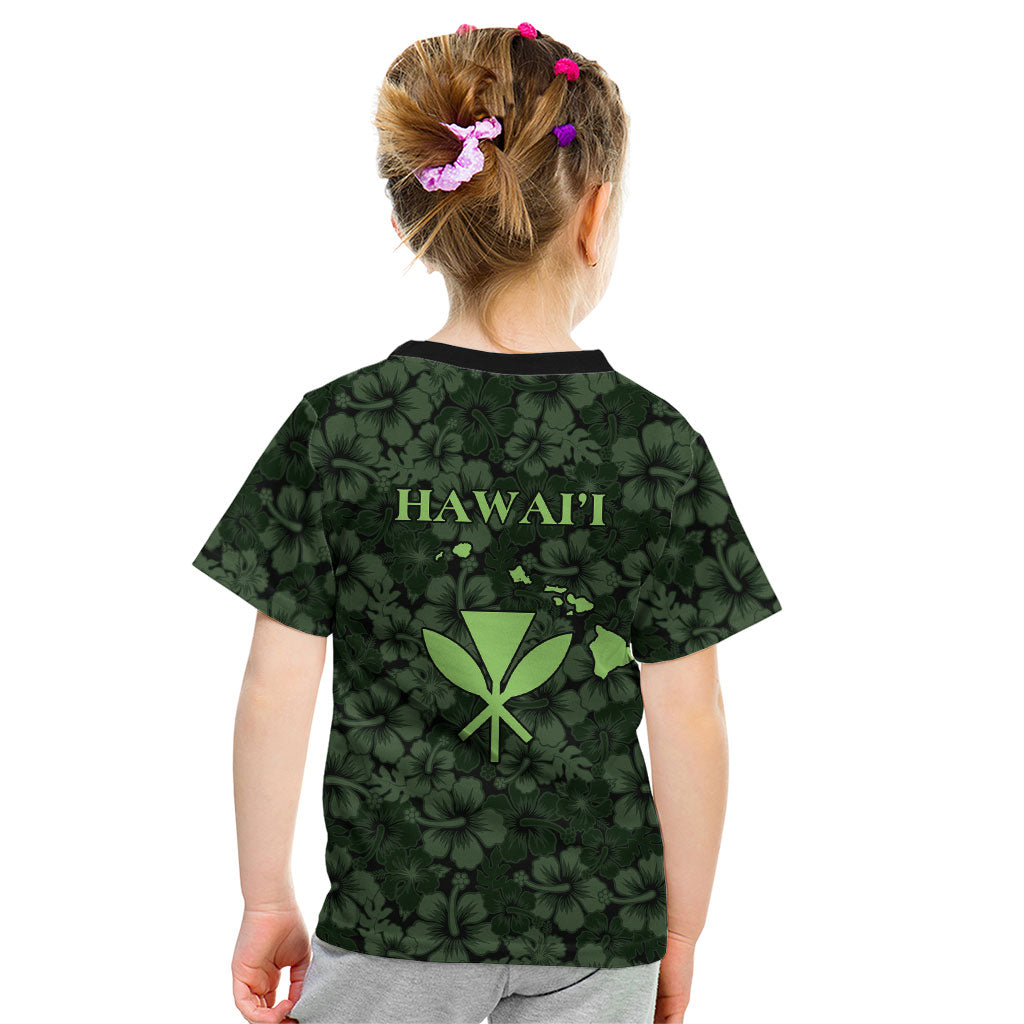 Hawaii Lei Kamehameha Kid T Shirt Oma'oma'o Seamless Pattern Hibiscus Flower LT9 - Polynesian Pride