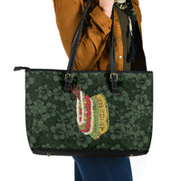 Hawaii Lei Kamehameha Leather Tote Bag Oma'oma'o Seamless Pattern Hibiscus Flower LT9 - Polynesian Pride