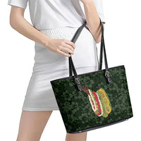 Hawaii Lei Kamehameha Leather Tote Bag Oma'oma'o Seamless Pattern Hibiscus Flower LT9 - Polynesian Pride