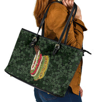 Hawaii Lei Kamehameha Leather Tote Bag Oma'oma'o Seamless Pattern Hibiscus Flower LT9 - Polynesian Pride