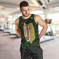 Hawaii Lei Kamehameha Men Tank Top Oma'oma'o Seamless Pattern Hibiscus Flower LT9 Green - Polynesian Pride