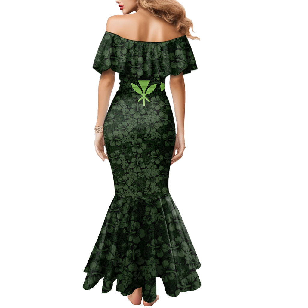 Hawaii Lei Kamehameha Mermaid Dress Oma'oma'o Seamless Pattern Hibiscus Flower