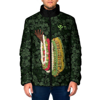 Hawaii Lei Kamehameha Padded Jacket Oma'oma'o Seamless Pattern Hibiscus Flower