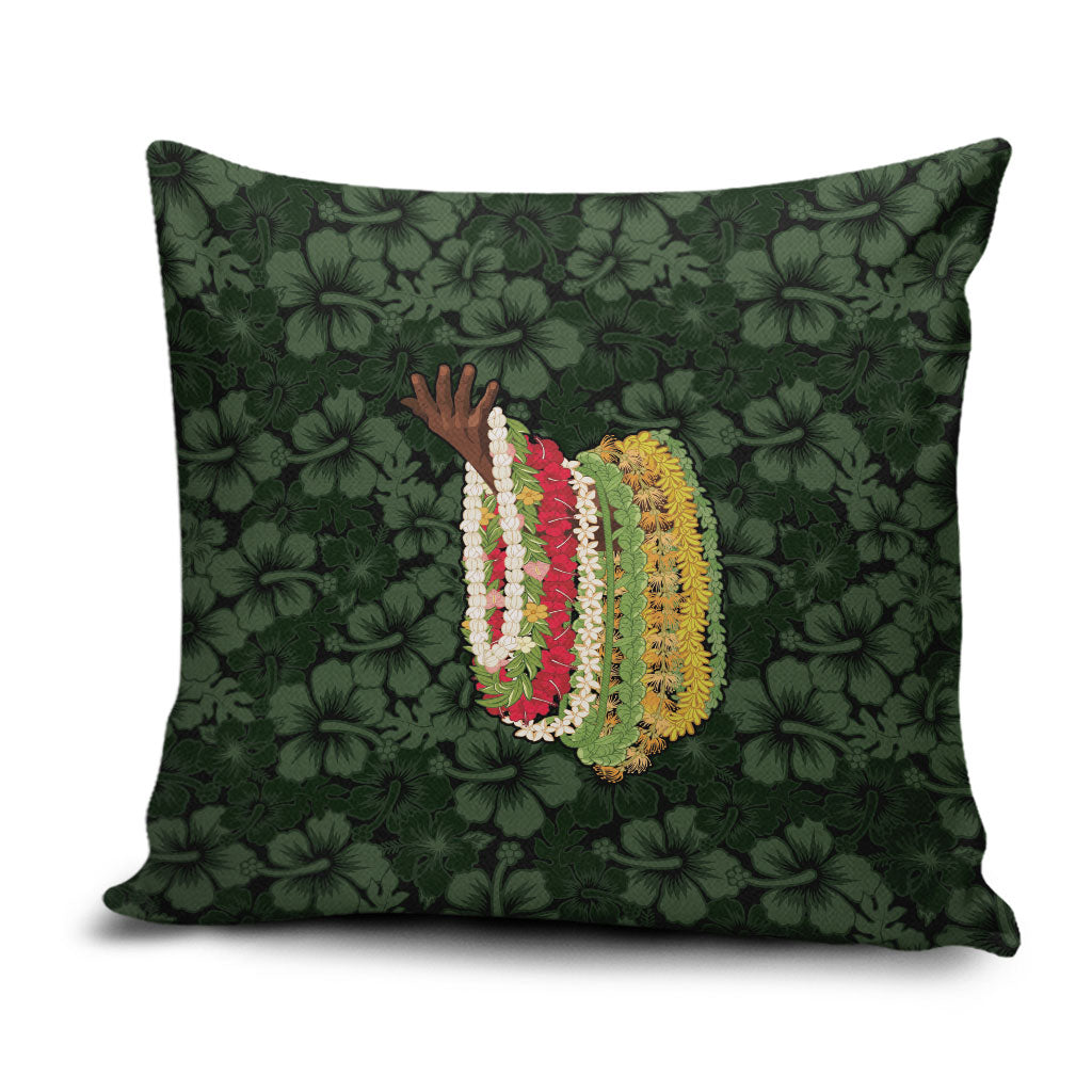 Hawaii Lei Kamehameha Pillow Cover Oma'oma'o Seamless Pattern Hibiscus Flower