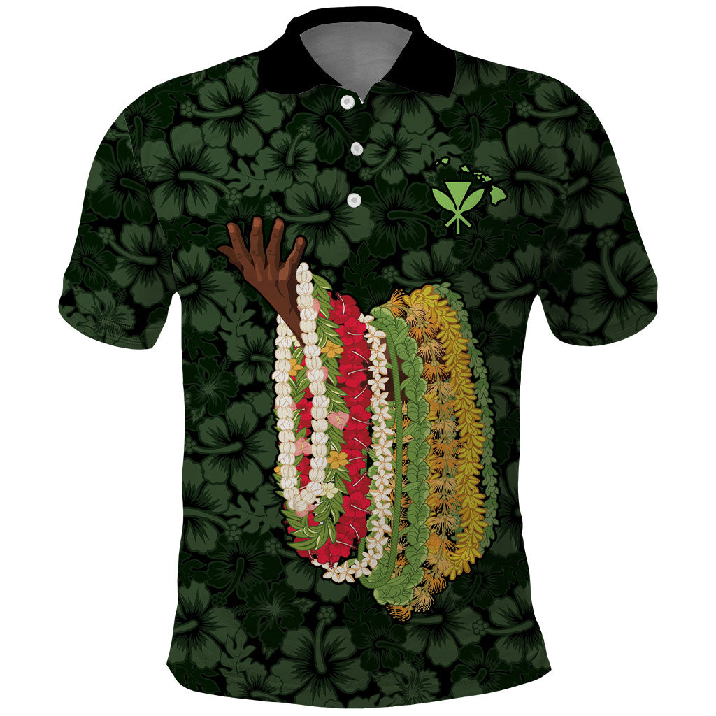 Hawaii Lei Kamehameha Polo Shirt Oma'oma'o Seamless Pattern Hibiscus Flower