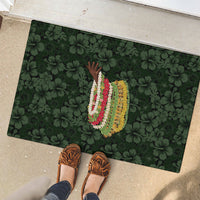 Hawaii Lei Kamehameha Rubber Doormat Oma'oma'o Seamless Pattern Hibiscus Flower