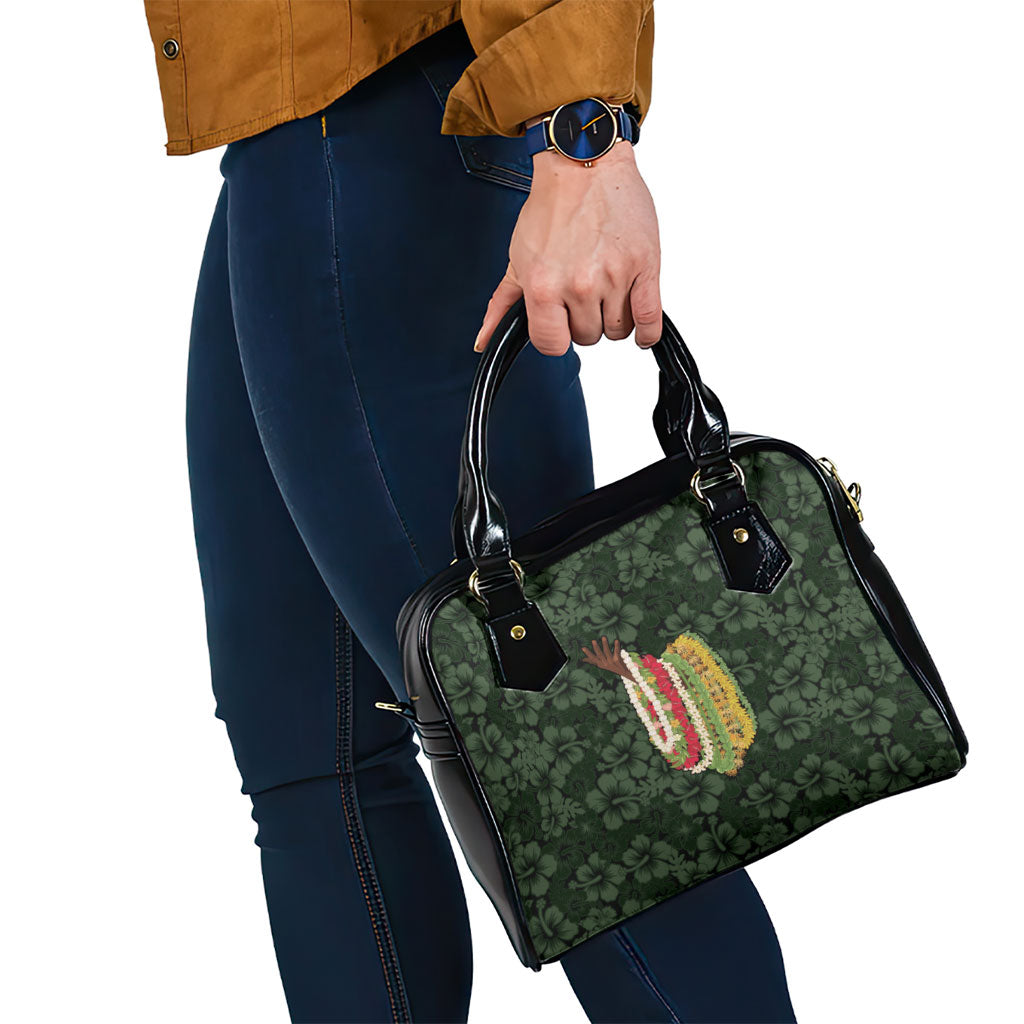 Hawaii Lei Kamehameha Shoulder Handbag Oma'oma'o Seamless Pattern Hibiscus Flower