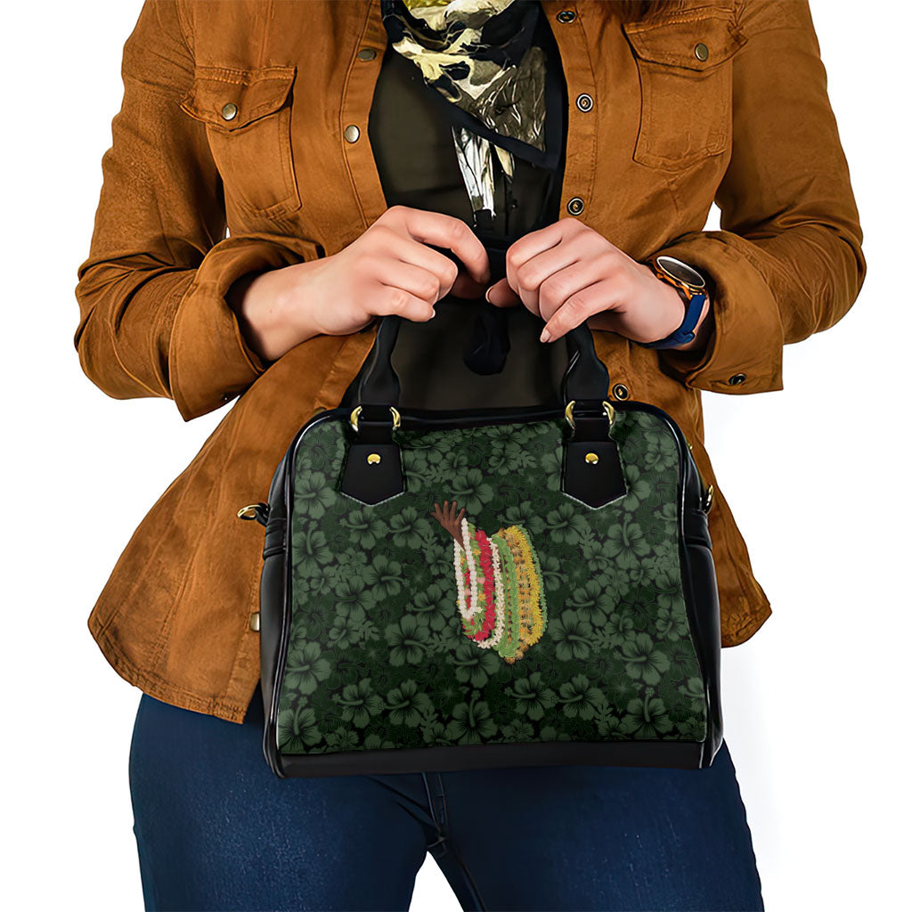 Hawaii Lei Kamehameha Shoulder Handbag Oma'oma'o Seamless Pattern Hibiscus Flower