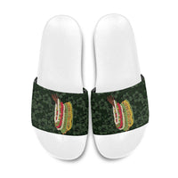 Hawaii Lei Kamehameha Slide Sandals Oma'oma'o Seamless Pattern Hibiscus Flower