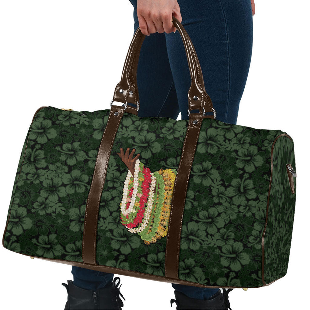 Hawaii Lei Kamehameha Travel Bag Oma'oma'o Seamless Pattern Hibiscus Flower LT9 - Polynesian Pride