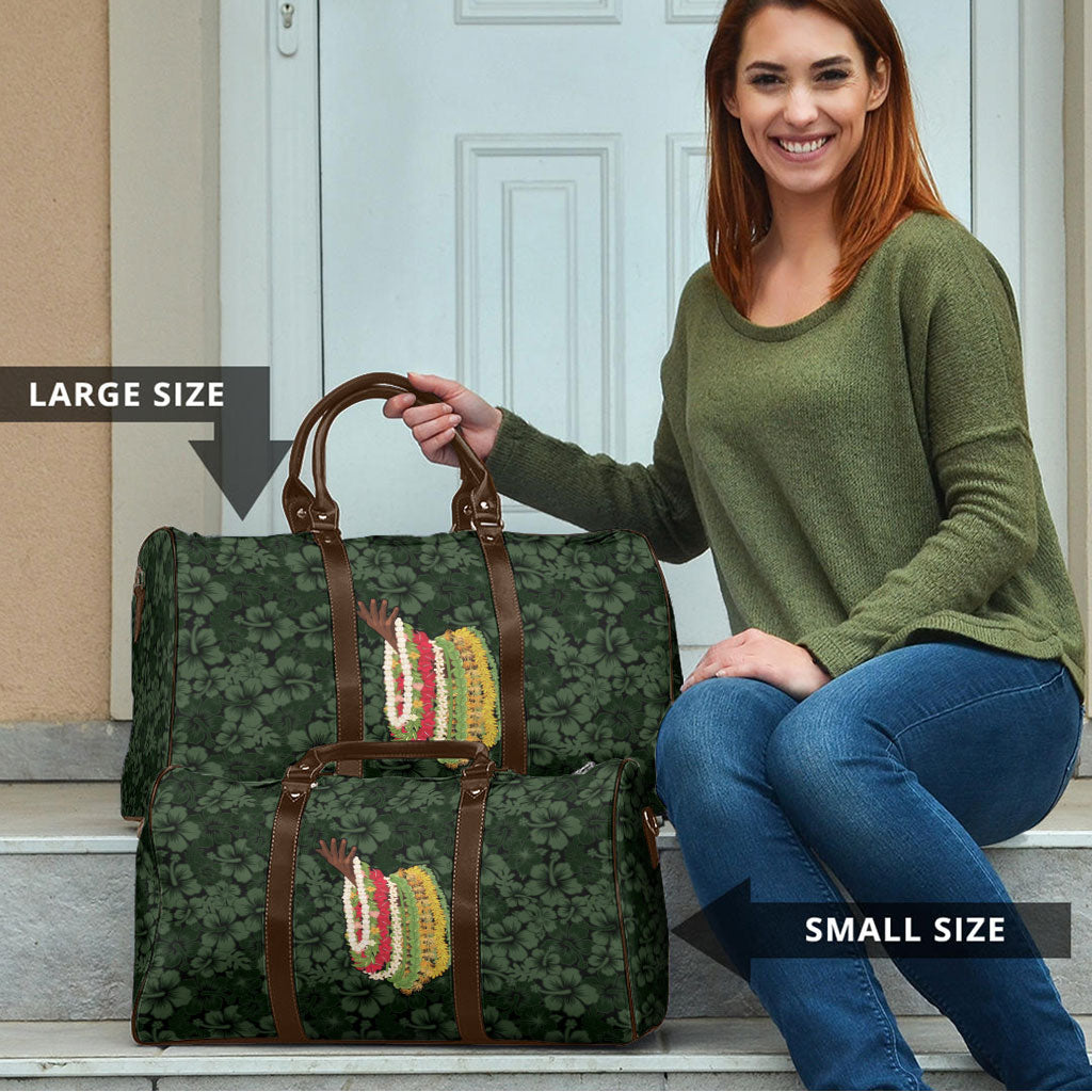 Hawaii Lei Kamehameha Travel Bag Oma'oma'o Seamless Pattern Hibiscus Flower LT9 - Polynesian Pride