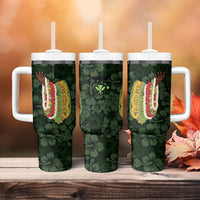Hawaii Lei Kamehameha Tumbler With Handle Oma'oma'o Seamless Pattern Hibiscus Flower LT9 - Polynesian Pride
