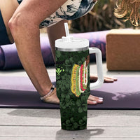 Hawaii Lei Kamehameha Tumbler With Handle Oma'oma'o Seamless Pattern Hibiscus Flower LT9 - Polynesian Pride