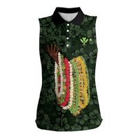 Hawaii Lei Kamehameha Women Sleeveless Polo Shirt Oma'oma'o Seamless Pattern Hibiscus Flower