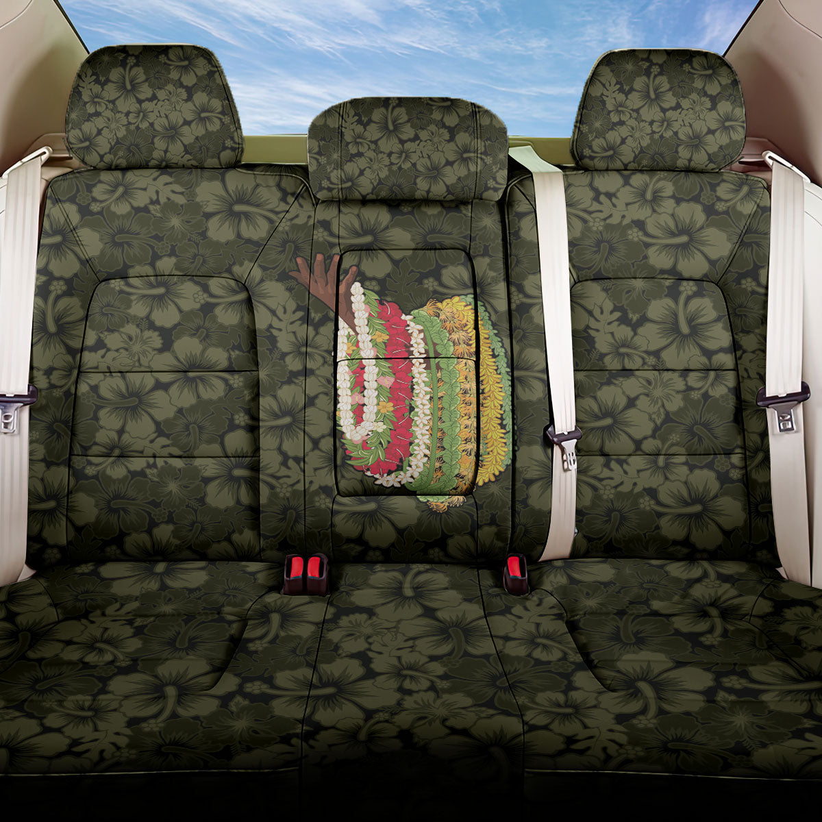 Hawaii Lei Kamehameha Back Car Seat Cover Melemele Seamless Pattern Hibiscus Flower