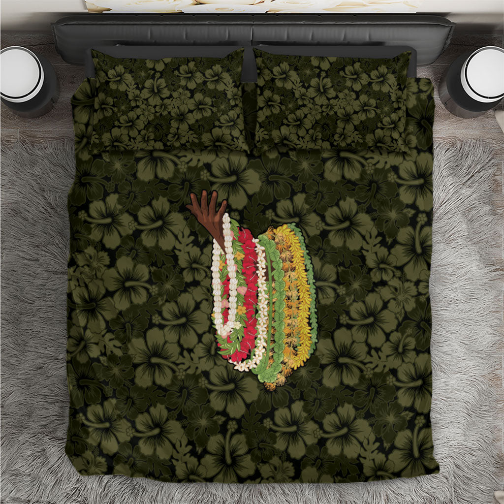 Hawaii Lei Kamehameha Bedding Set Melemele Seamless Pattern Hibiscus Flower