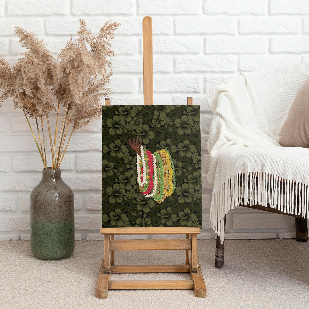Hawaii Lei Kamehameha Canvas Wall Art Melemele Seamless Pattern Hibiscus Flower